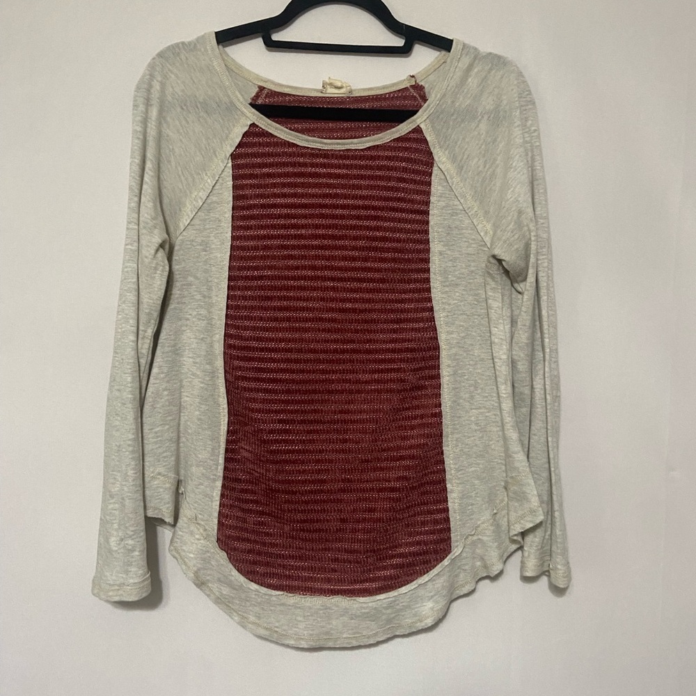 Hem & Thread EUC mixed media raw rounded hem relaxed fit casual top size M